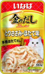 Inaba Kinnodashi влажный корм для взрослых кошек с куриным филе и гребешком, в паучах - 60 г х 12 шт