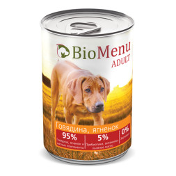 BioMenu Adult влажный корм для взрослых собак с говядиной и ягненком, в консервах  - 410 г х 12 шт