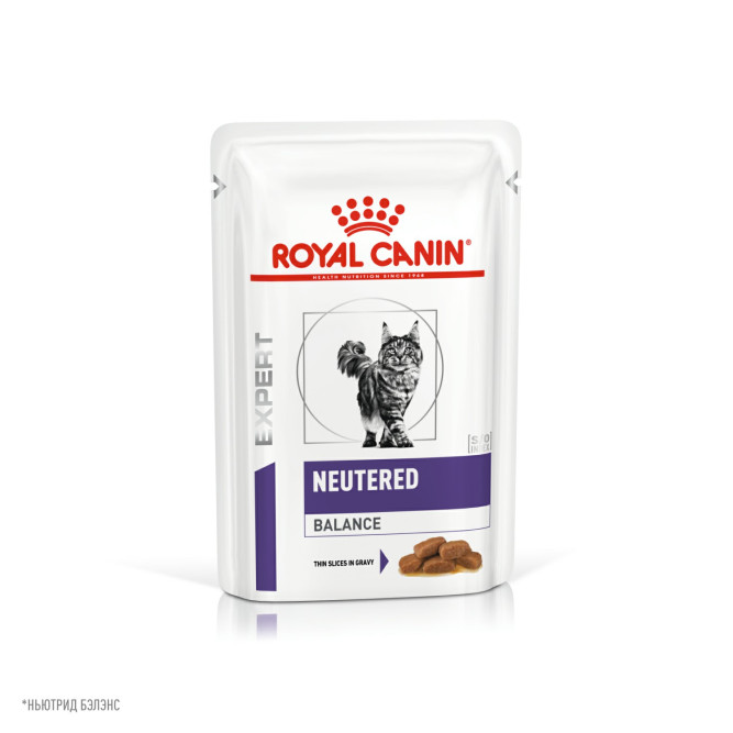 Royal Canin Neutered Balance влажный корм для взрослых стерилизованных кошек, склонных к набору веса, мелкие кусочки в соусе, в паучах - 85 г х 28 шт