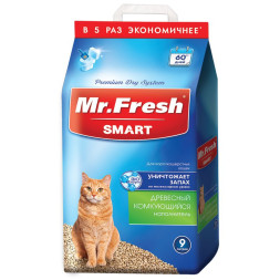 Mr.Fresh Smart древесный комкующийся наполнитель для короткошерстных кошек - 9 л (4,2 кг)