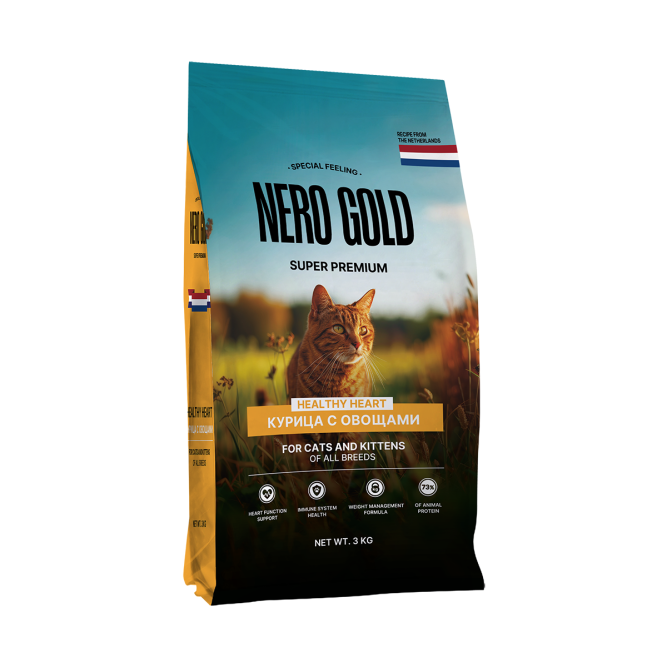 Nero Gold Super Premium сухой корм для кошек и котят с мясом курицы и овощами - 3 кг
