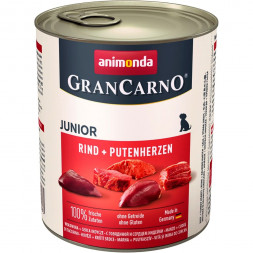Animonda Gran Carno влажный корм для щенков и юниоров с говядиной и сердцем индейки- 800 г (6 шт в уп)