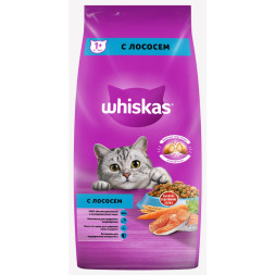 Whiskas Вкусные подушечки с нежным паштетом, сухой корм для взрослых кошек, Аппетитный обед с лососем - 5 кг