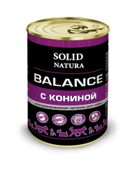 Solid Natura Balance влажный корм для взрослых собак с кониной, в консервах - 340 г х 6 шт