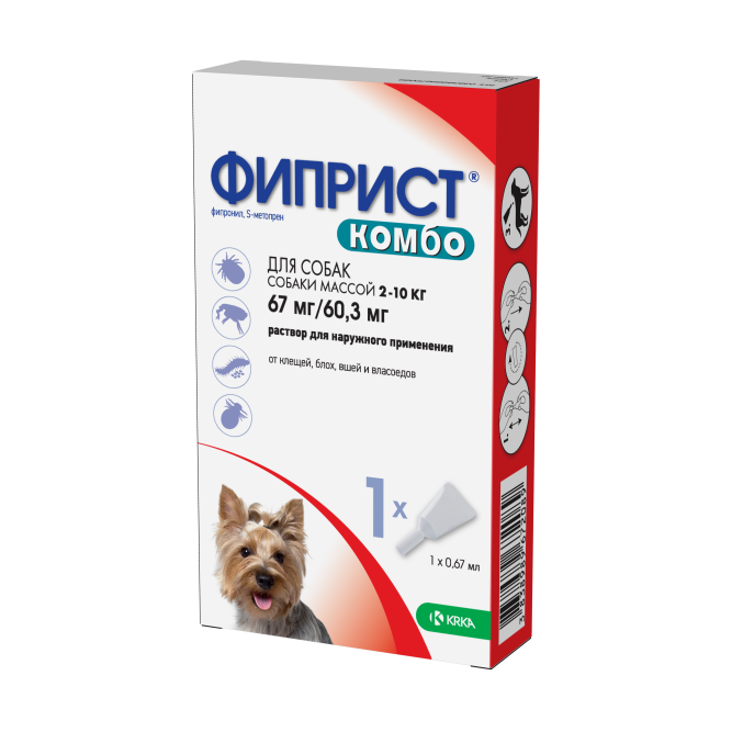 Фиприст Комбо KRKA капли для собак 2-10 кг от блох, вшей, клещей и власоедов - 1 пипетка