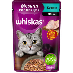 Whiskas Мясная коллекция влажный корм для взрослых кошек с кроликом, в паучах - 75 г х 28 шт