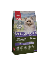 Blitz Holistic Sterilised Lamb and Fish полнорационный сухой корм для стерилизованных кошек со свежим ягненком, индейкой и рыбой - 5 кг