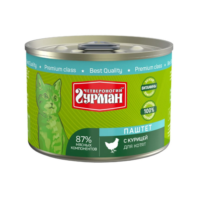 Четвероногий Гурман паштет для котят с курицей - 190 г (12 шт)
