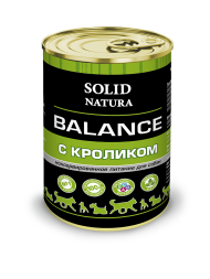 Solid Natura Balance влажный корм для взрослых собак с кроликом, в консервах - 340 г х 6 шт