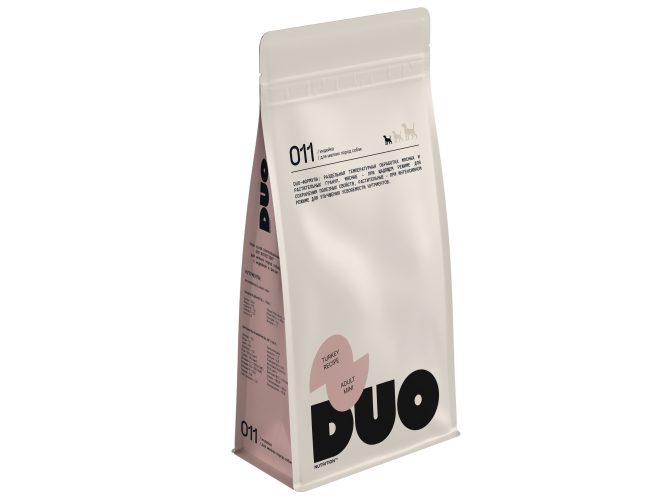DUO Nutrition сухой полнорационный корм для взрослых собак мелких пород с индейкой и рисом - 10 кг