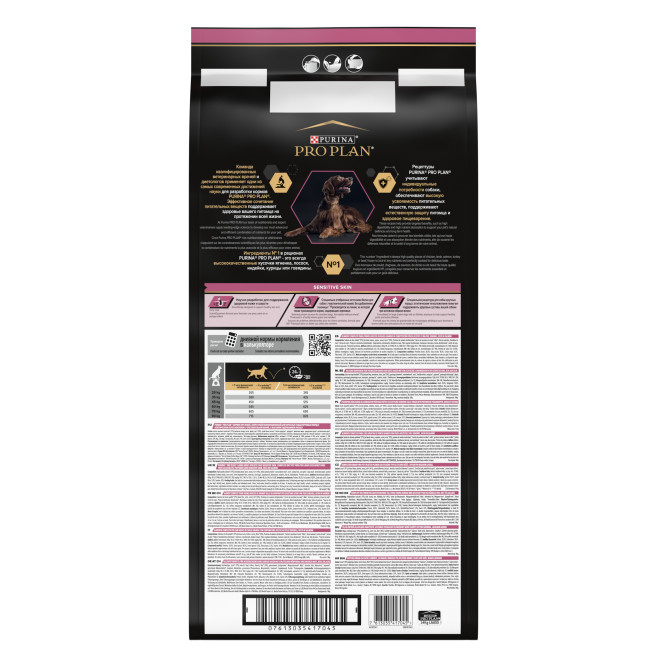Pro Plan Adult Sensitive Skin сухой корм для взрослых собак крупных пород с атлетическим телосложением с чувствительной кожей, с лососем - 14 кг