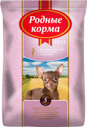 Родные Корма 27/14 сухой корм для взрослых собак мелких пород с индейкой - 5 русских фунтов (2,045 кг)