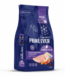 Prime Ever Superior Adult Medium&amp;Maxi сухой корм для собак средних и крупных пород с индейкой и рисом - 900 г