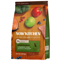NOW' Kitchen сухой беззерновой корм для кошек старше 7 лет, со свежей индейкой, уткой и лососем - 3,63 кг