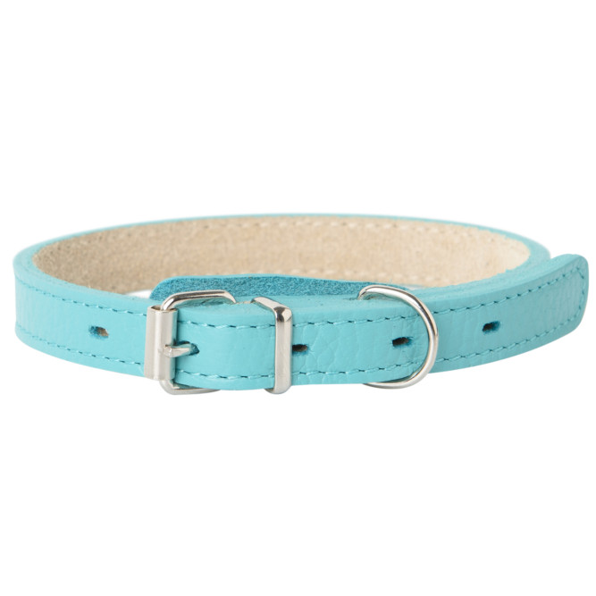 Mr.Kranch ошейник для собак, из натуральной кожи, прямой, 29-35 см, бирюзовый