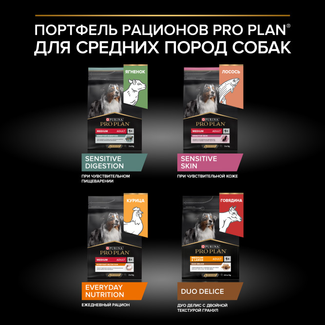 Pro Plan Adult Sensitive Skin сухой корм для взрослых собак средних пород с чувствительной кожей, с лососем - 14 кг