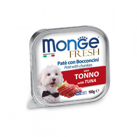 Monge Dog Fresh влажный корм для взрослых собак с тунцом в ламистре 100 г (32 шт в уп)