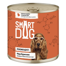 Smart Dog консервы для взрослых собак и щенков с индейкой кусочки в соусе - 850 г х 6 шт