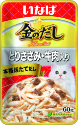 Inaba Kinnodashi влажный корм для взрослых кошек с куриным филе и говядиной, в паучах - 60 г х 12 шт