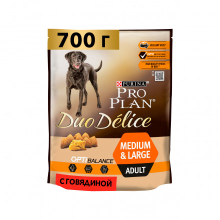 Purina Pro Plan Duo Delice сухой корм для взрослых собак средних и крупных пород с говядиной и рисом - 700 г