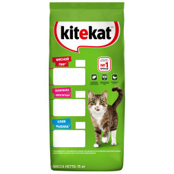 Kitekat Улов Рыбака сухой корм для взрослых кошек с говядиной - 15 кг