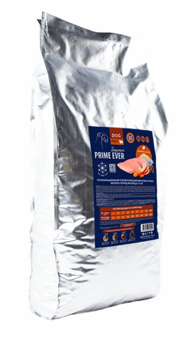 Prime Ever Superior Adult Mini сухой корм для собак маленьких пород с индейкой и рисом - 14 кг