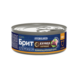 Брит Премиум Sterilised влажный корм для взрослых стерилизованных кошек с курицей и печенью, в консервах - 100 г х 6 шт