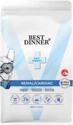 Best Dinner Vet Profi Renal/Cardiac сухой диетический корм для взрослых собак всех пород при острой или хронической болезни почек и заболеваниях сердца - 12 кг
