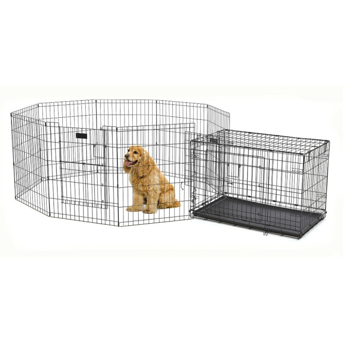 MidWest вольер Life Stages 8 панелей с дверью-MAXLock черный 61х107 см