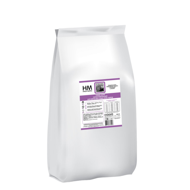 Наша Марка сухой гипоаллергенный корм для взрослых собак всех пород с ягненком и рисом - 18 кг