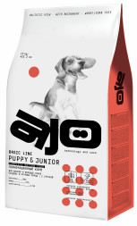AJO Dog Puppy&amp;Junior сухой корм для щенков и молодых собак средних и крупных пород с индейкой и гречкой  - 12 кг
