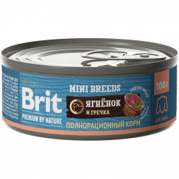 Brit Premium by Nature консервы для взрослых собак мелких пород с ягненком и гречкой - 100 г x 12 шт
