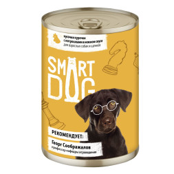 Smart Dog консервы для взрослых собак и щенков с курицей и потрошками кусочки в соусе - 400 г х 9 шт