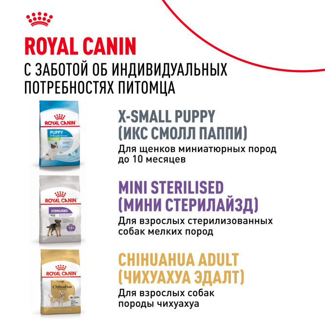 Royal Canin X-Small Adult для собак миниатюрных размеров от 10 месяцев до 8 лет - 1,5 кг