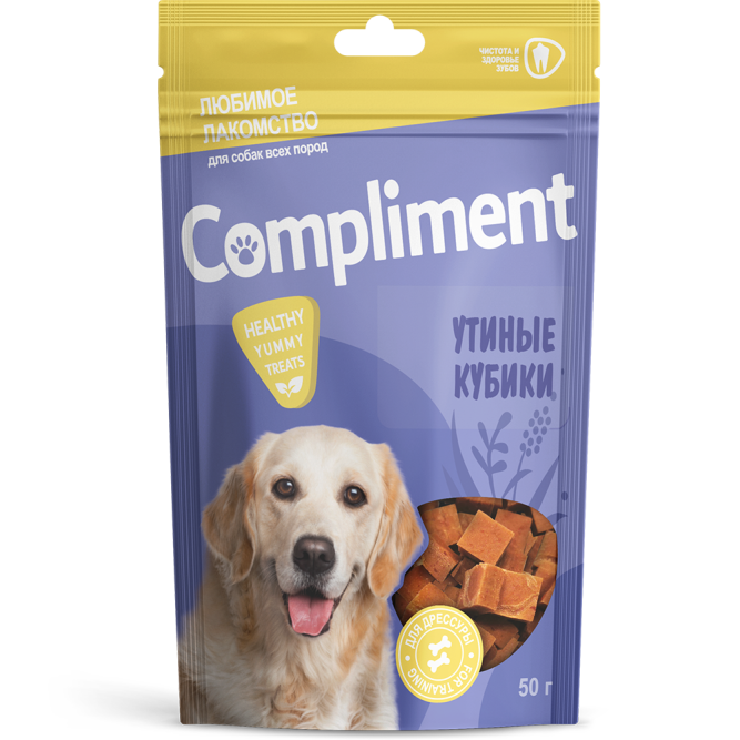 Compliment лакомство для собак всех пород Утиные кубики - 50 г