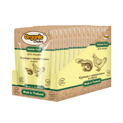 Organic Сhoice Grain Free влажный корм для кошек с курицей и креветками в соусе, в паучах - 70 г х 12 шт