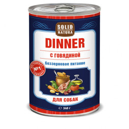 Solid Natura Dinner влажный корм для взрослых собак с говядиной, в консервах - 340 г х 6 шт