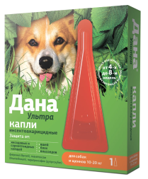 Apicenna Дана Ультра капли против эктопаразитов для собак и щенков весом от 10 до 20 кг