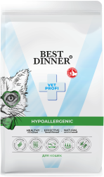 Best Dinner Vet Profi Hypoallergenic сухой диетический корм для взрослых кошек при пищевой аллергии и непереносимости - 400 г