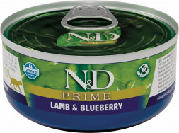 Farmina N&amp;D Cat Prime Lamb &amp; Blueberry влажный беззерновой корм для взрослых кошек с ягненком и черникой - 70 г х 24 шт