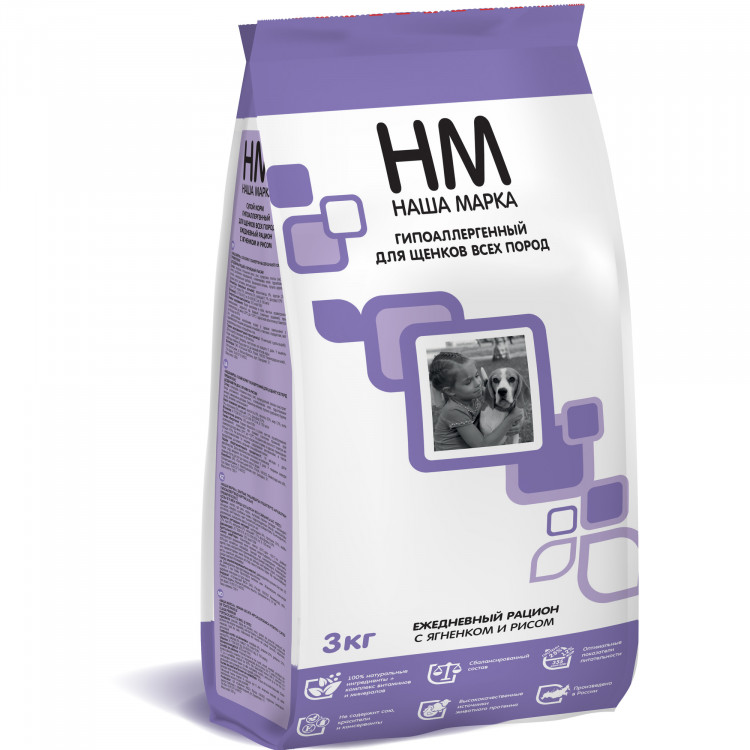 Наша Марка сухой гипоаллергенный корм для щенков всех пород с ягненком ...