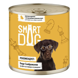 Smart Dog консервы для взрослых собак и щенков с курицей и потрошками кусочки в соусе - 850 г х 6 шт
