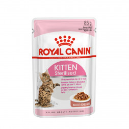 Royal Canin Kitten Sterilised паучи для котят после стерилизации и кастрации  кусочки в соусе - 85 г х 12 шт