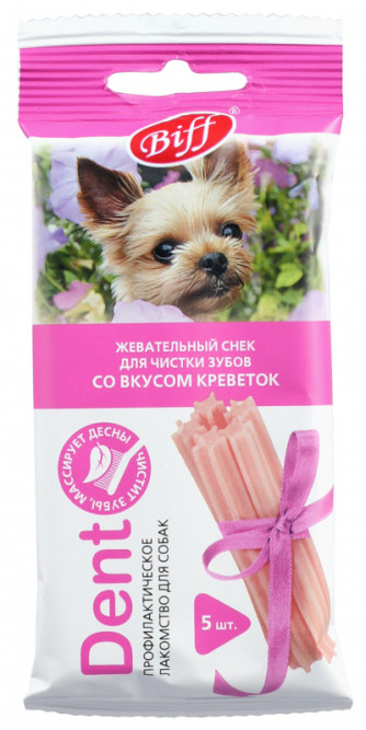 TiTBiT Dent жевательный снек для мелких собак со вкусом креветок - 35 г