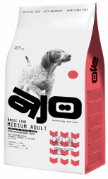 AJO Dog Medium Adult сухой корм для взрослых собак средних пород с говядиной и гречкой - 12 кг