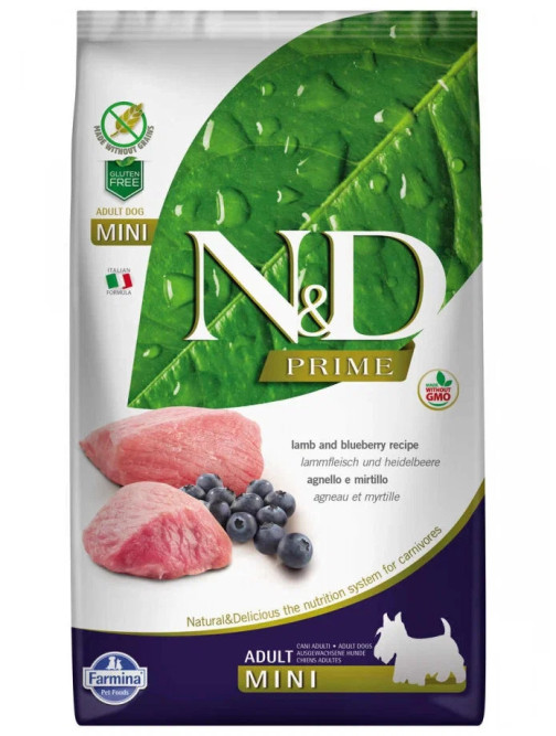 Farmina N&amp;D Prime Dog Lamb &amp; Blueberry Adult Mini сухой беззерновой корм для взрослых собак мелких пород с ягненком и черникой - 2,5 кг