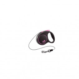 Flexi Black Design cord XS поводок-рулетка для собак, черно-розовая 3 м, до 8 кг