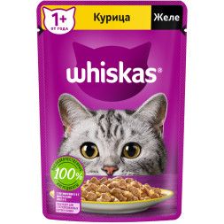 Whiskas влажный корм для взрослых кошек, желе с курицей, в паучах - 75 г х 28 шт