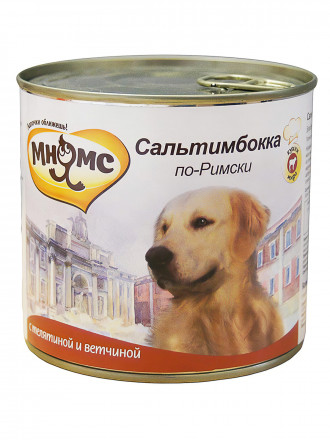 Мнямс влажный корм Сальтимбокка по-Римски для взрослых собак с телятиной и ветчиной в консервах - 600 г (6 шт в уп)