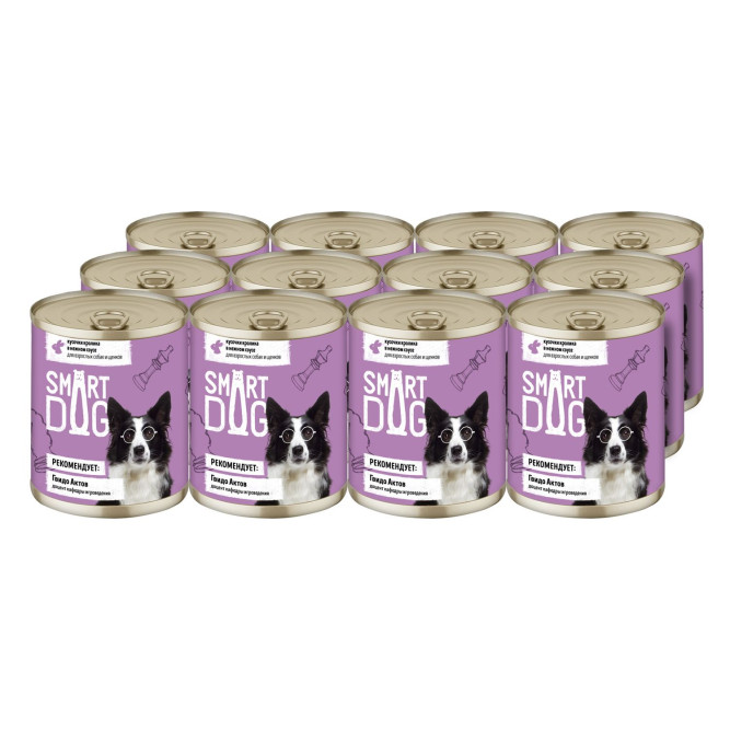 Smart Dog консервы для взрослых собак и щенков с кроликом кусочки в соусе - 240 г х 12 шт
